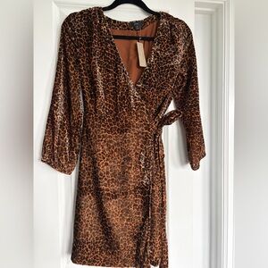 J Crew Leopard Print Wrap Dress Sz 6P - NWT